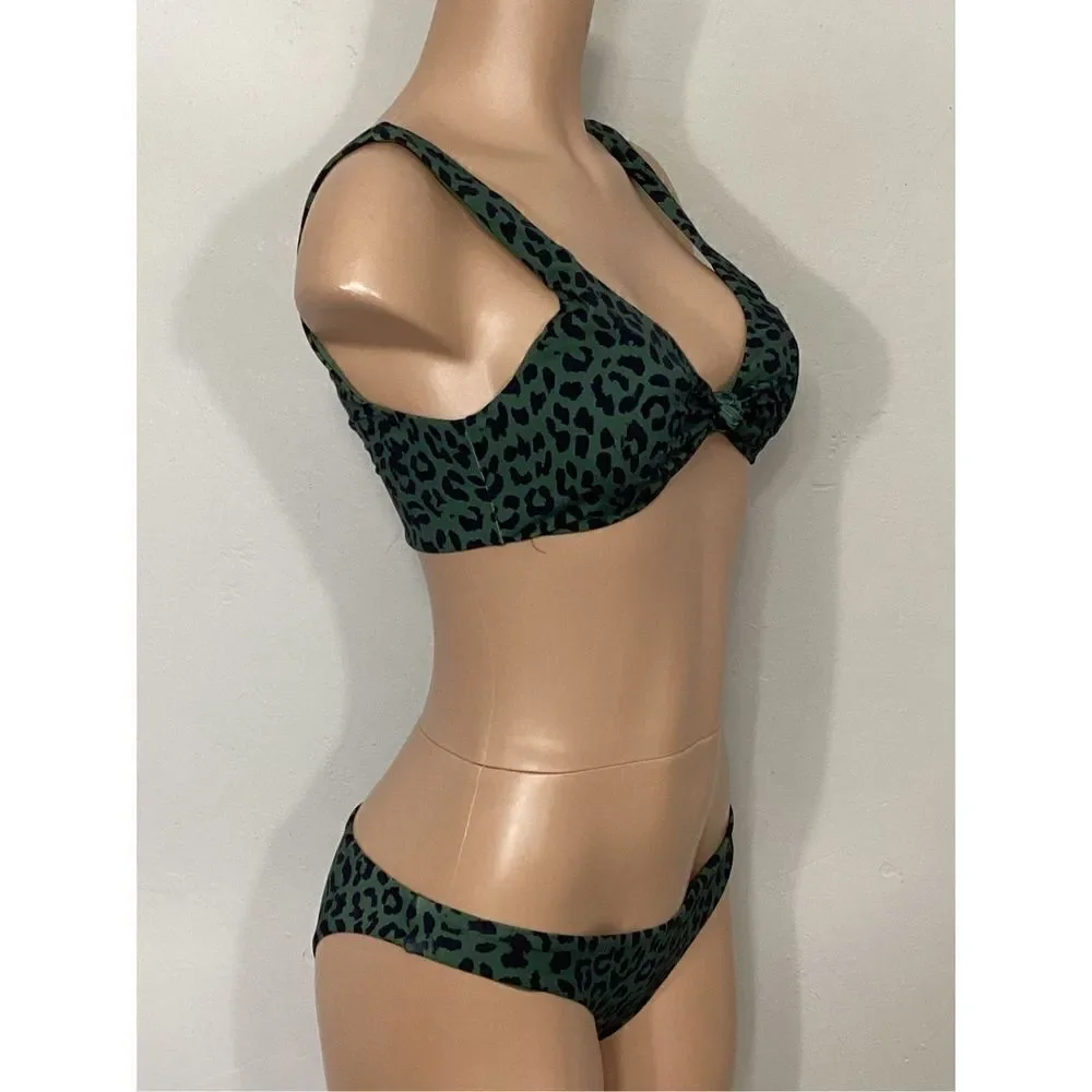 New. AQUA green leopard print bikini. Retails $149